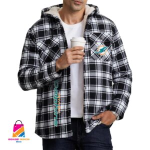 Miami Dolphins NFL Style Zip Fleece Flannel Jacket For Fans