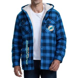 Miami Dolphins NFL Style Zip Fleece Flannel Jacket For Fans