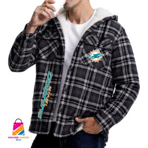 Miami Dolphins NFL Style Zip Fleece Flannel Jacket For Fans