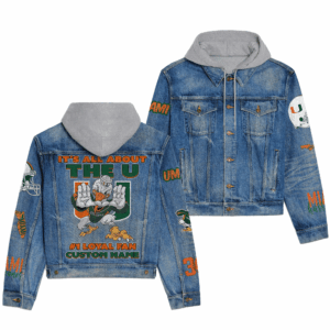 Miami Hurricanes NCAA Style Hooded Denim Jacket For Fans