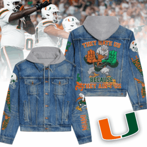 Miami Hurricanes NCAA Style Hooded Denim Jacket For Fans