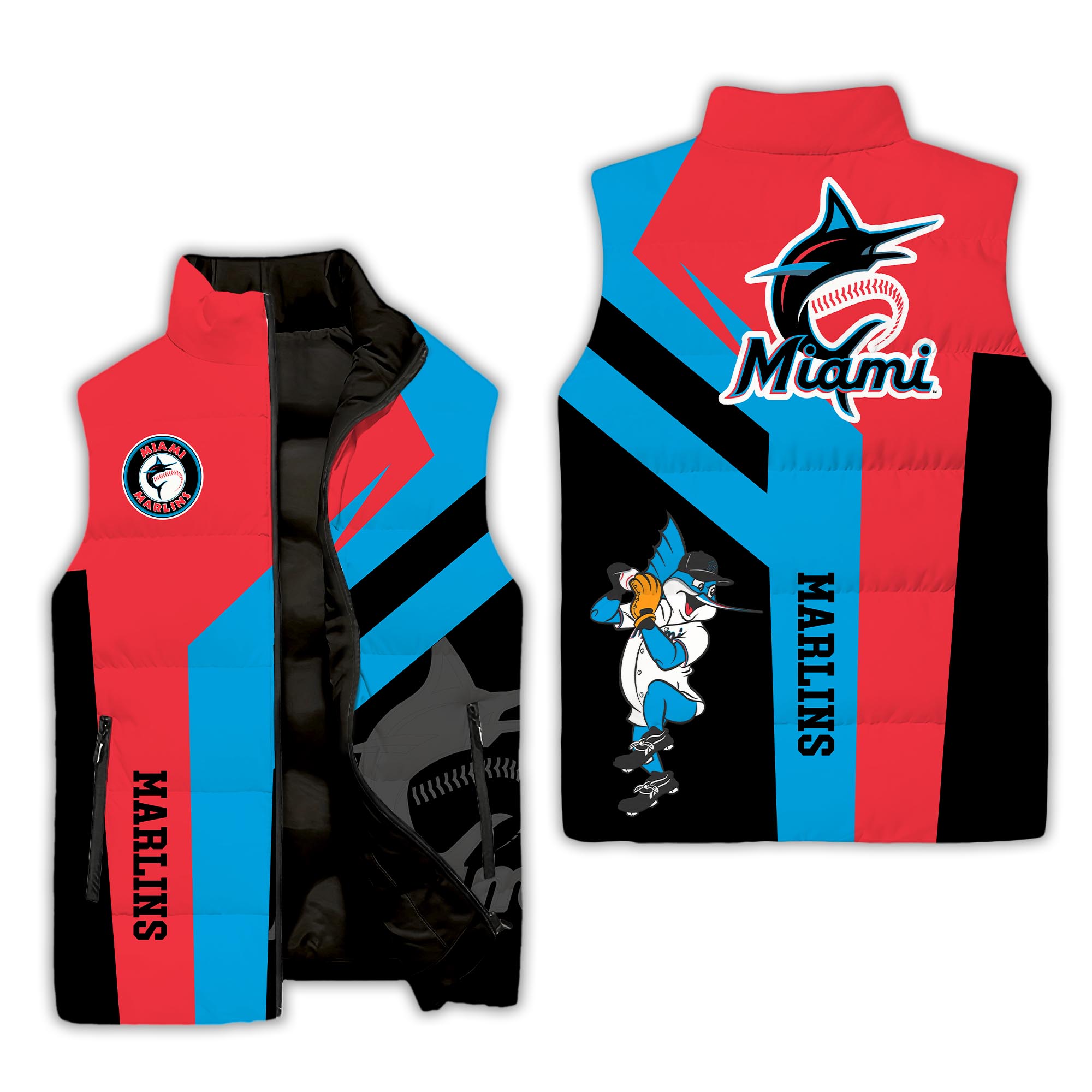 Miami Marlins MLB Style Sleeveless Puffer Jacket For Fans