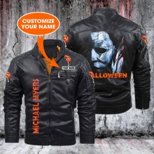 Michael Myers Movies Style Fleece Lined Leather Jacket For Fans