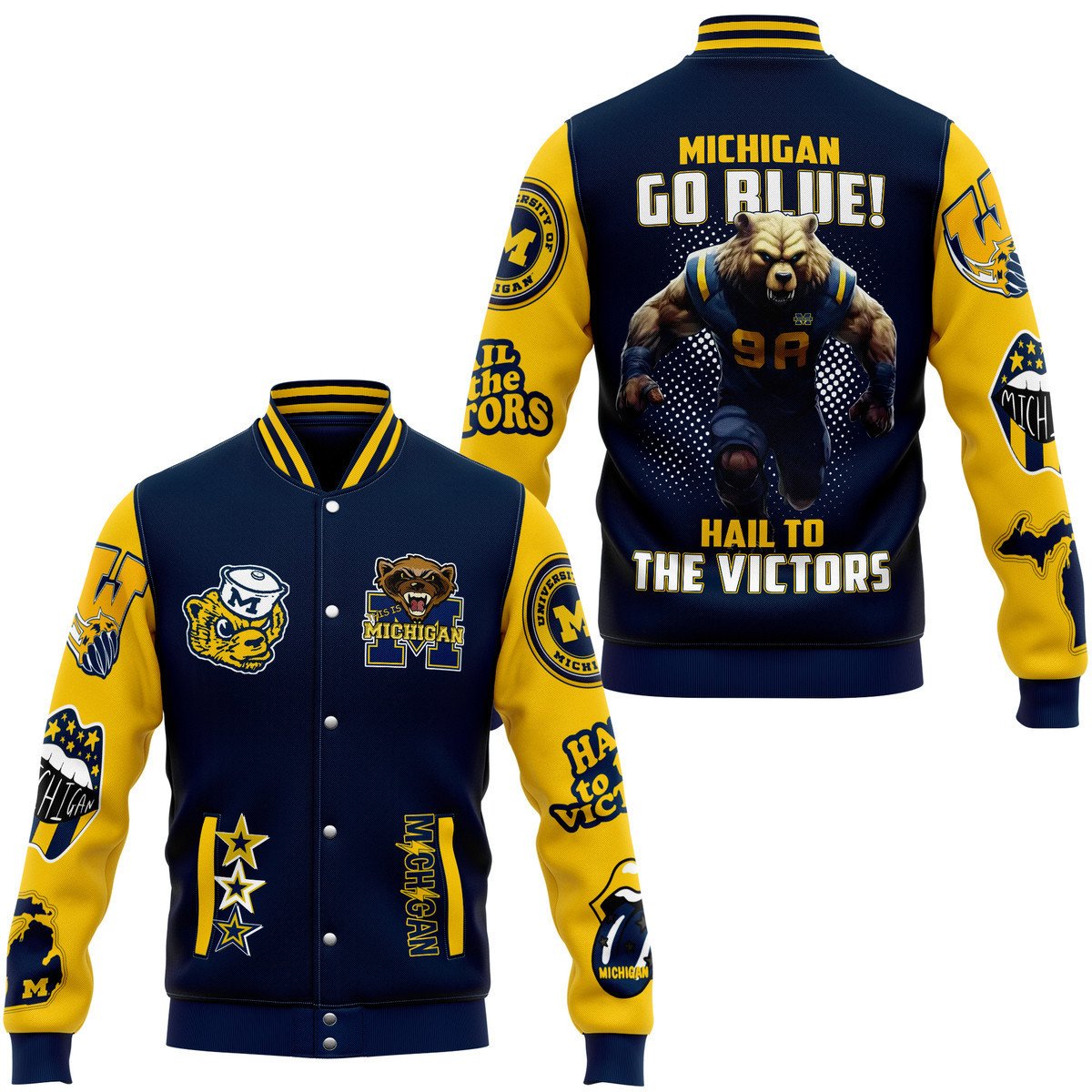 Michigan Wolverines NCAA Style Baseball Jacket For Fans