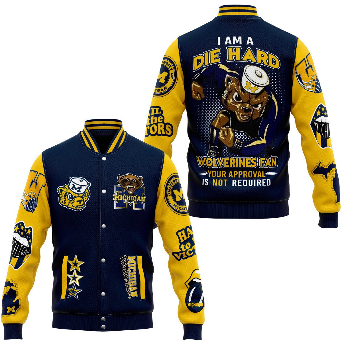 Michigan Wolverines NCAA Style Baseball Jacket For Fans
