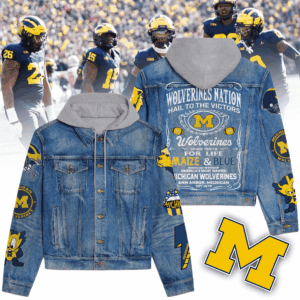 Michigan Wolverines NCAA Style Hooded Denim Jacket For Fans