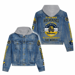 Michigan Wolverines NCAA Style Hooded Denim Jacket For Fans