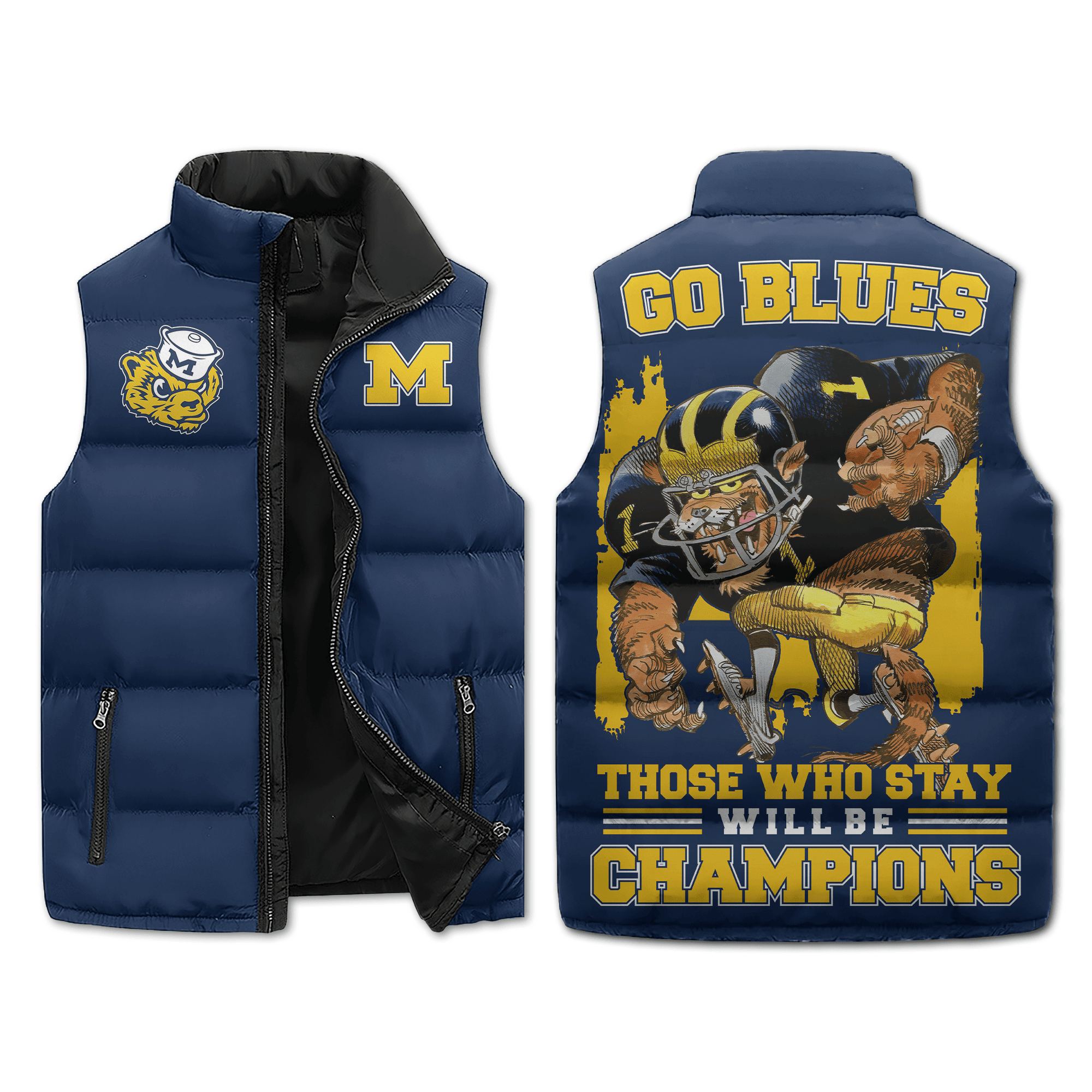 Michigan Wolverines NCAA Style Sleeveless Puffer Jacket For Fans