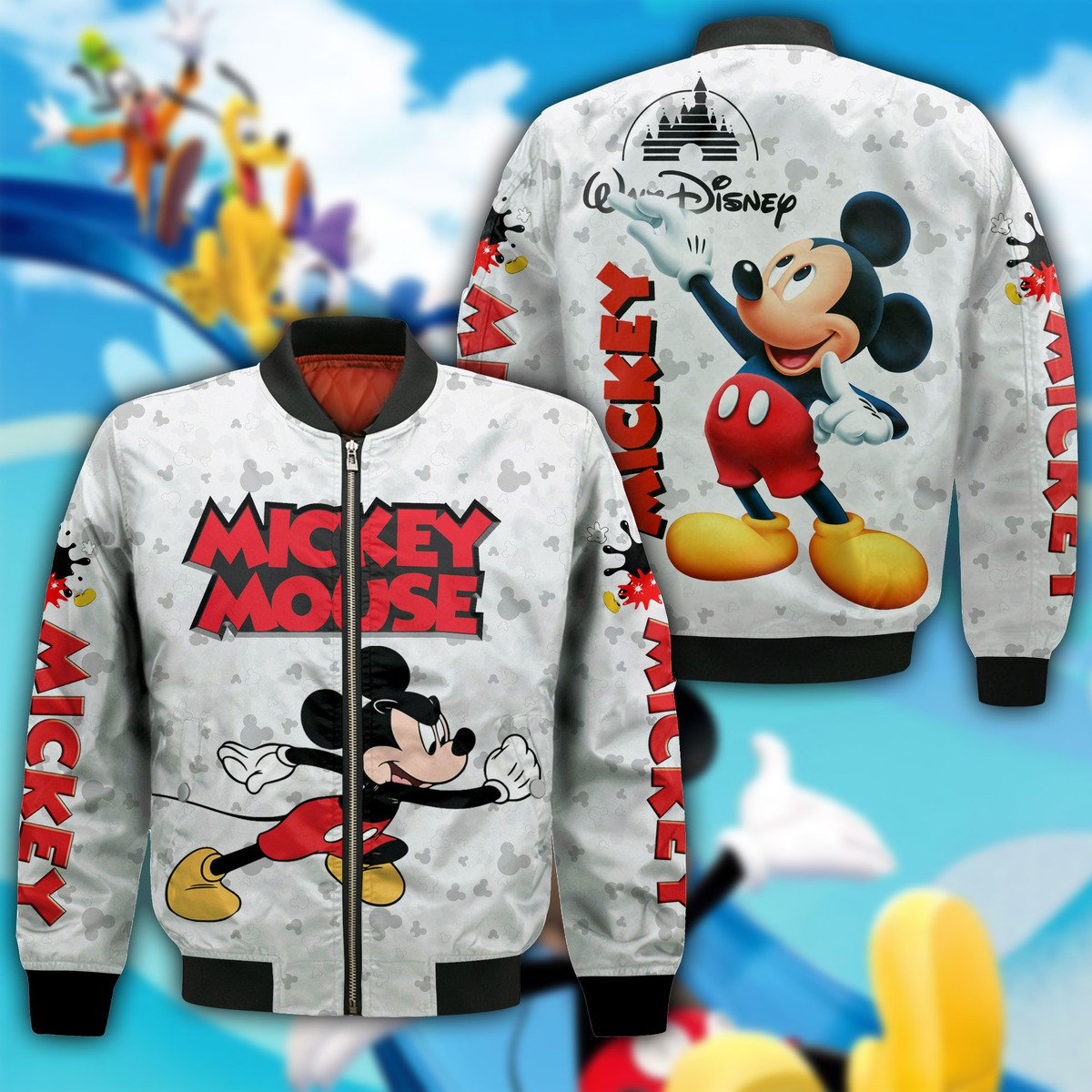 Mickey Mouse Walt Disney Cartoon Style Bomber Jacket For Fans