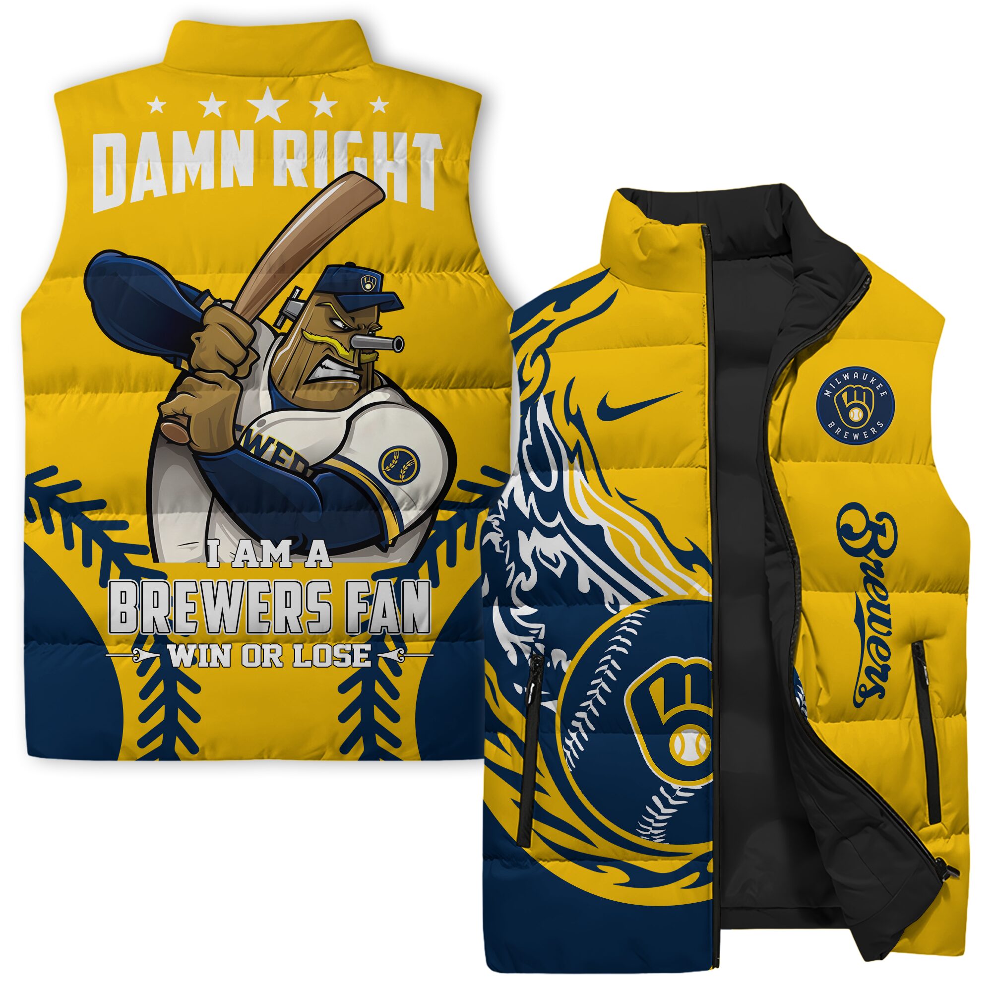 Milwaukee Brewers MLB Style Sleeveless Puffer Jacket For Fans