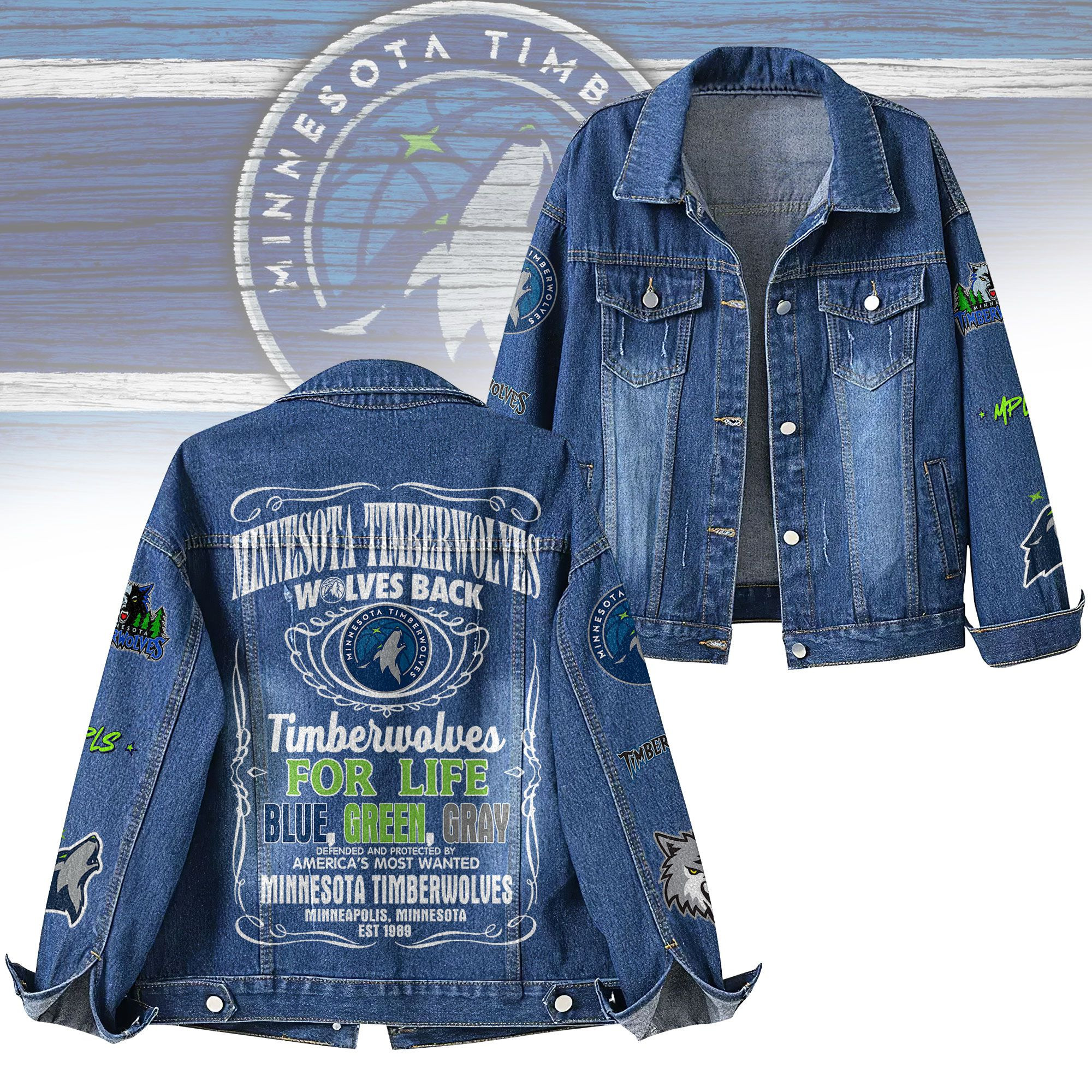 Minnesota Timberwolves NBA Denim Jacket Gift For Fans