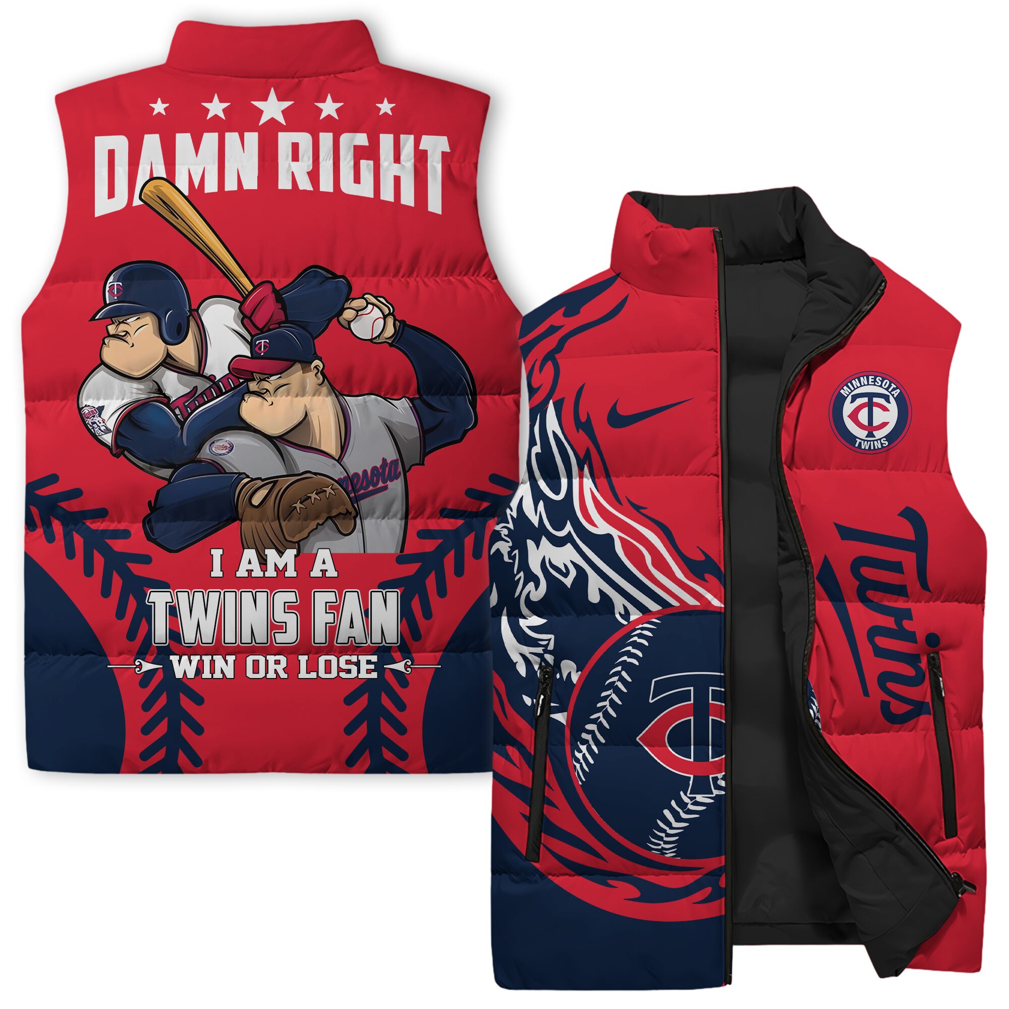Minnesota Twins MLB Style Sleeveless Puffer Jacket For Fans