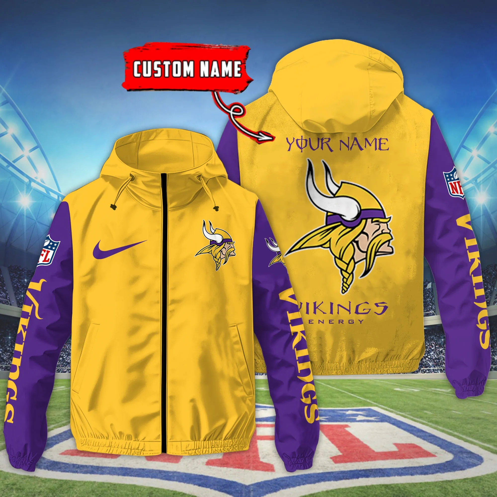 Minnesota Vikings NFL Personalized Style Windbreaker Jacket For Fans