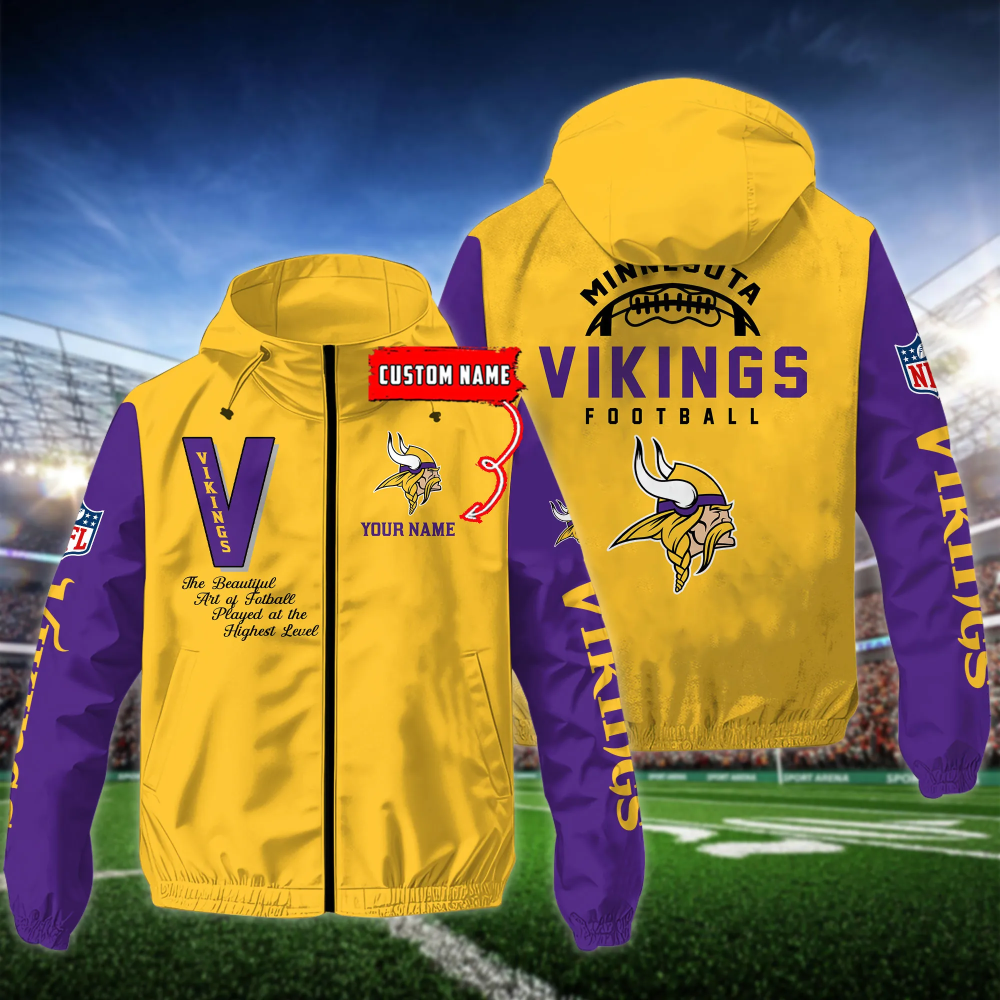 Minnesota Vikings NFL Personalized Style Windbreaker Jacket For Fans