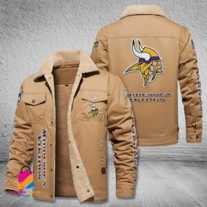 Minnesota Vikings NFL Style Fleece Thermal Cotton Jacket For Fans
