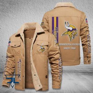 Minnesota Vikings NFL Style Fleece Thermal Cotton Jacket For Fans