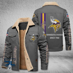 Minnesota Vikings NFL Style Fleece Thermal Cotton Jacket For Fans