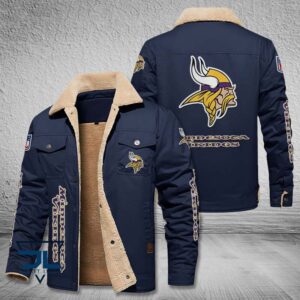 Minnesota Vikings NFL Style Fleece Thermal Cotton Jacket For Fans