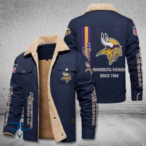 Minnesota Vikings NFL Style Fleece Thermal Cotton Jacket For Fans