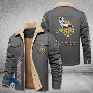 Minnesota Vikings NFL Style Fleece Thermal Cotton Jacket For Fans