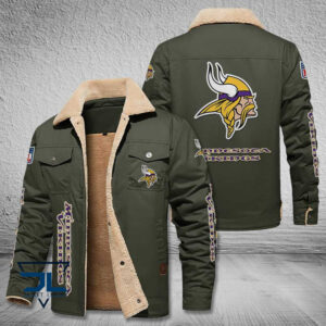 Minnesota Vikings NFL Style Fleece Thermal Cotton Jacket For Fans