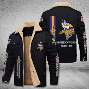 Minnesota Vikings NFL Style Fleece Thermal Cotton Jacket For Fans