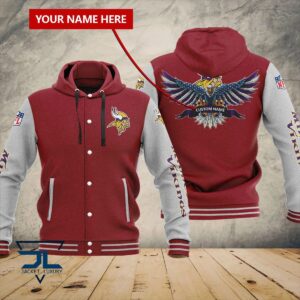 Minnesota Vikings NFL Style Hooded Baseball Jacket For Fan