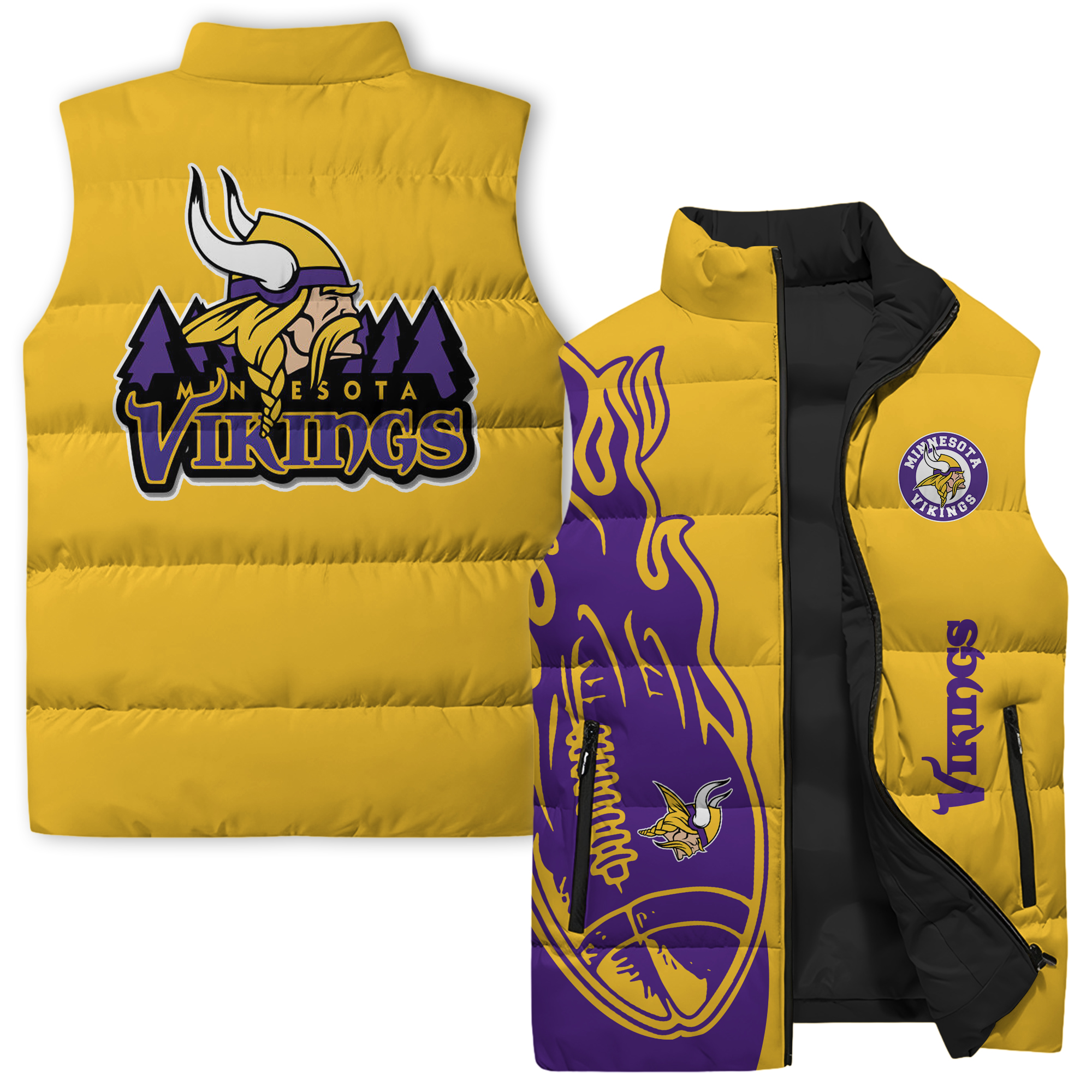 Minnesota Vikings NFL Style Sleeveless Puffer Jacket For Fans