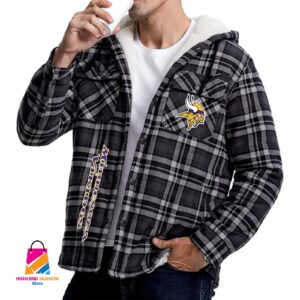 Minnesota Vikings NFL Style Zip Fleece Flannel Jacket For Fans