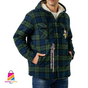Minnesota Vikings NFL Style Zip Fleece Flannel Jacket For Fans