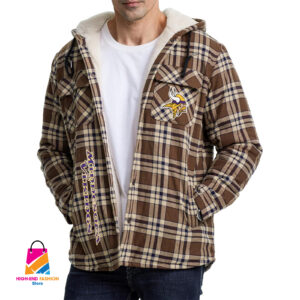 Minnesota Vikings NFL Style Zip Fleece Flannel Jacket For Fans