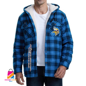 Minnesota Vikings NFL Style Zip Fleece Flannel Jacket For Fans