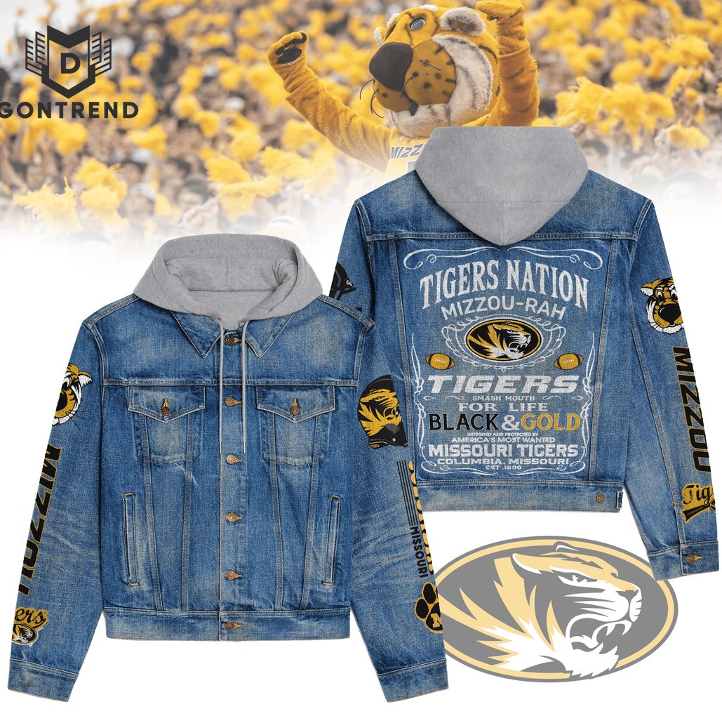 Missouri Tigers Football Nation NCAA Style Hooded Denim Jacket For Fans