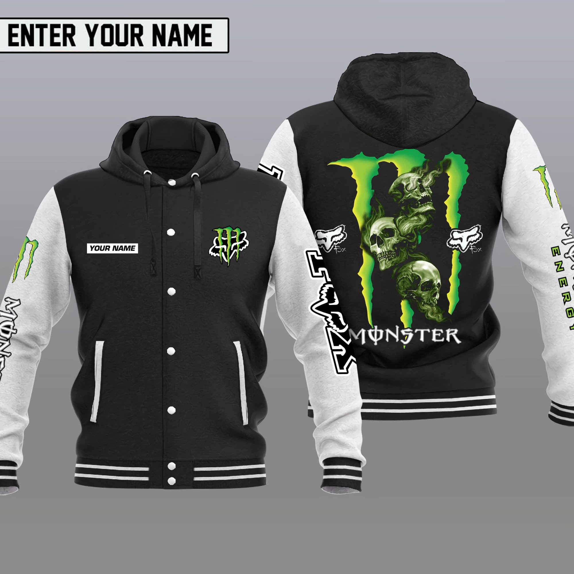 Monster Energy Style Hooded Baseball Jacket For Fans