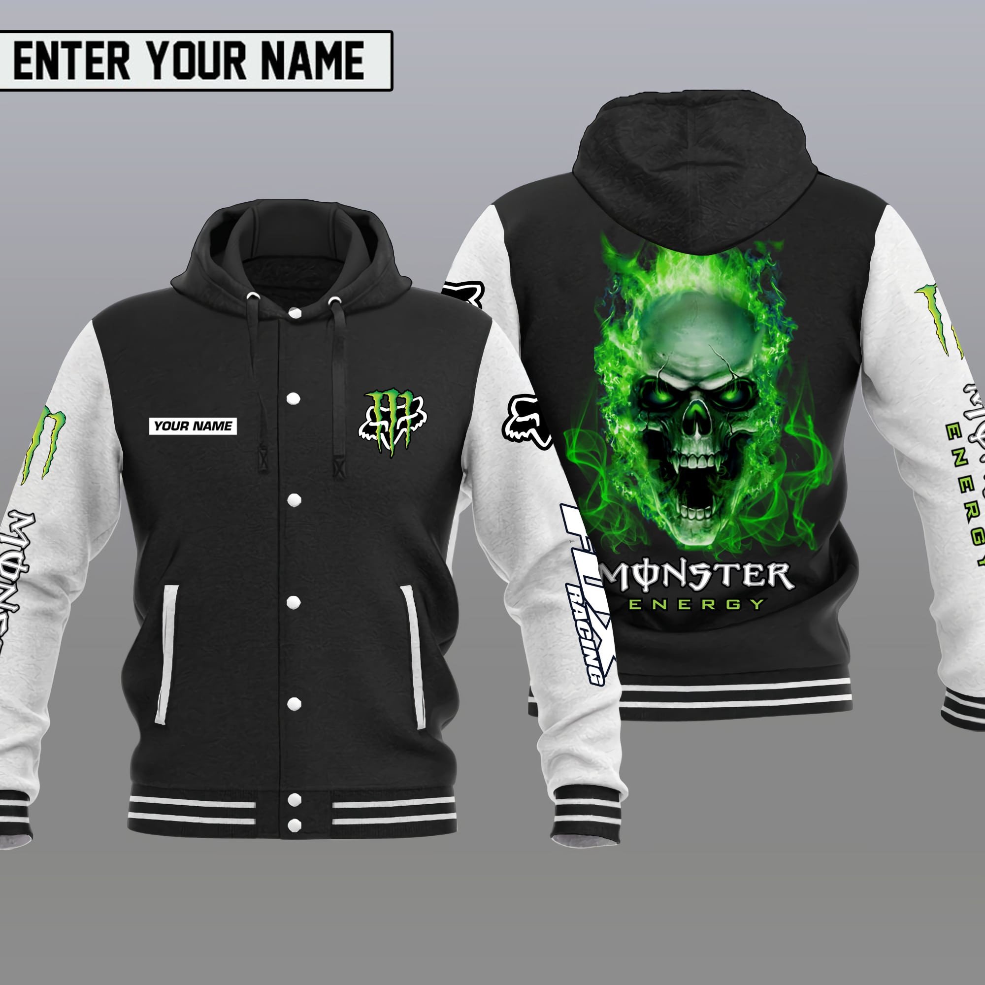 Monster Energy Style Hooded Baseball Jacket For Fans