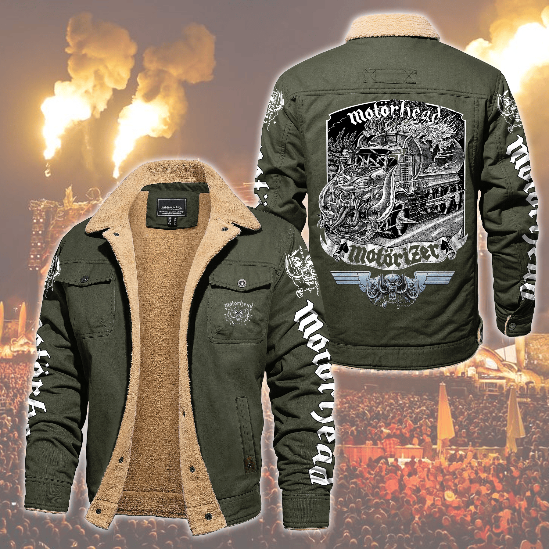 Motörhead Music Style Fleece Thermal Cotton Jacket For Fans