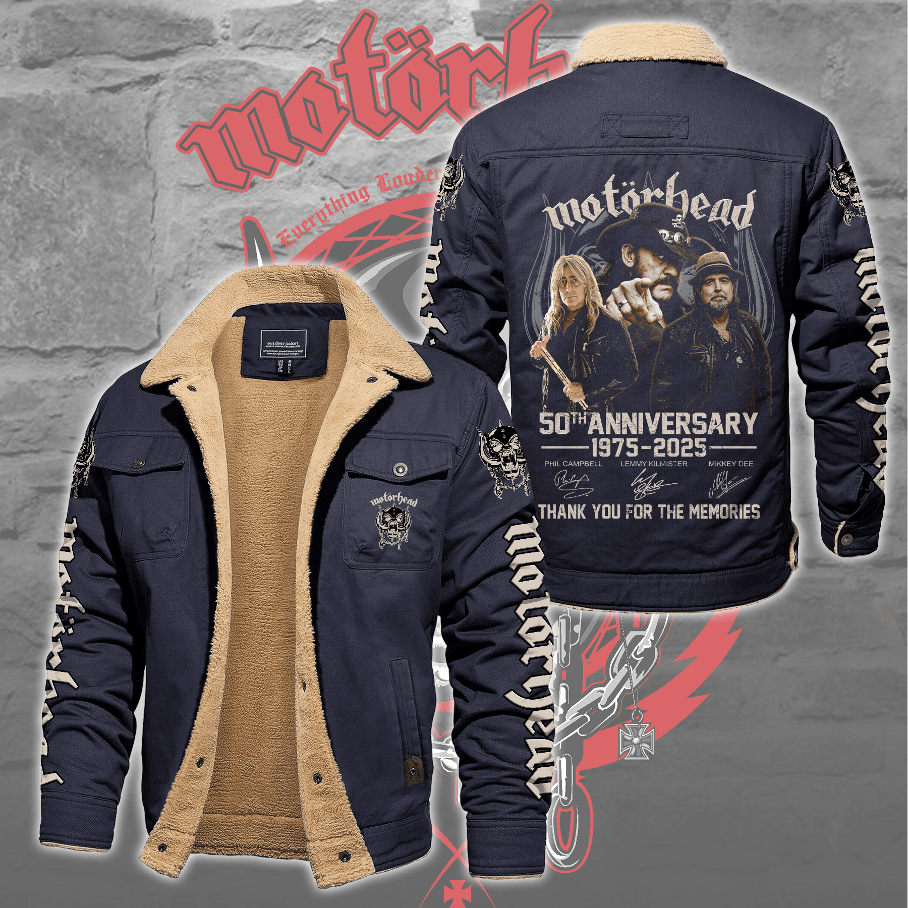 Motörhead Music Style Fleece Thermal Cotton Jacket For Fans