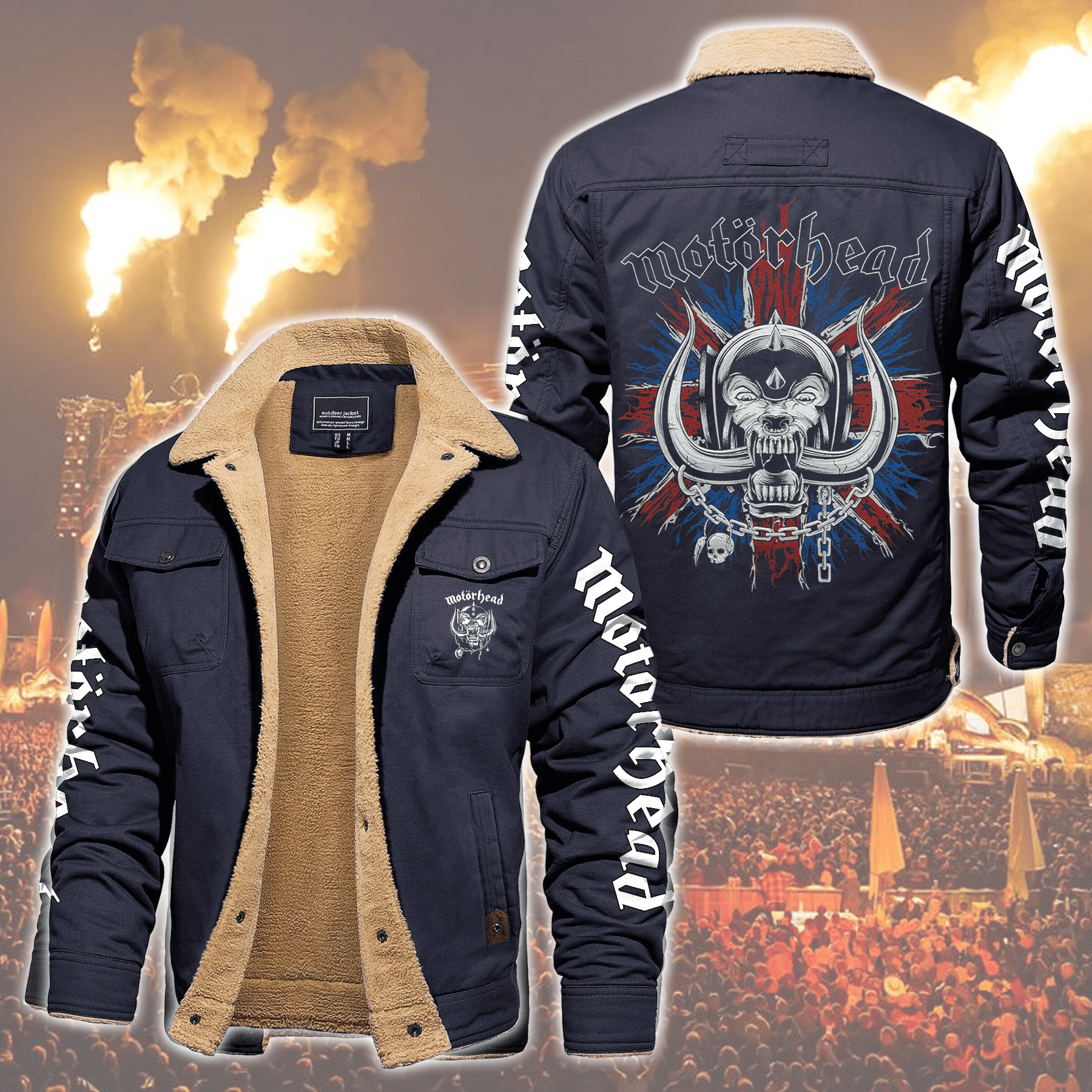 Motörhead Music Style Fleece Thermal Cotton Jacket For Fans