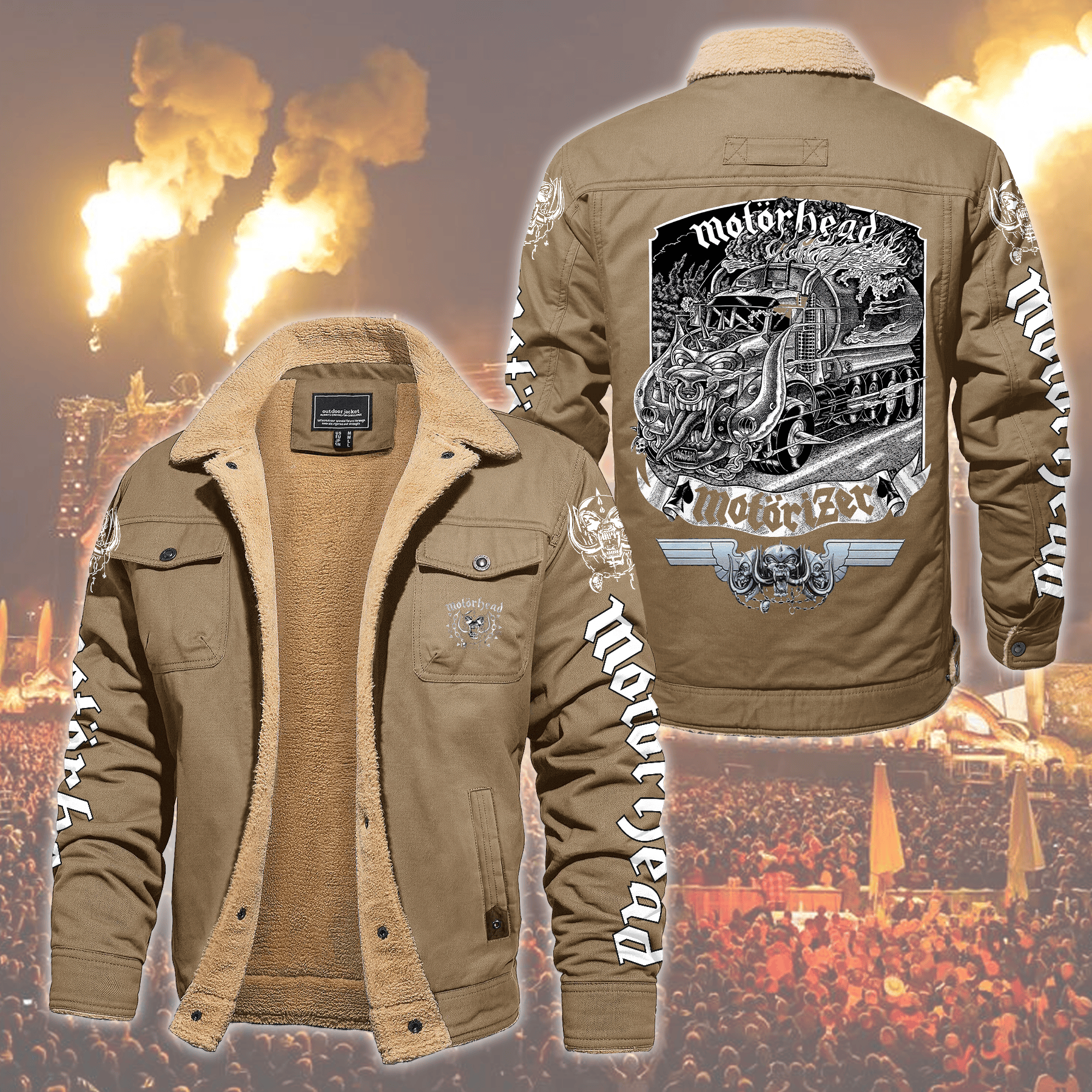 Motörhead Music Style Fleece Thermal Cotton Jacket For Fans