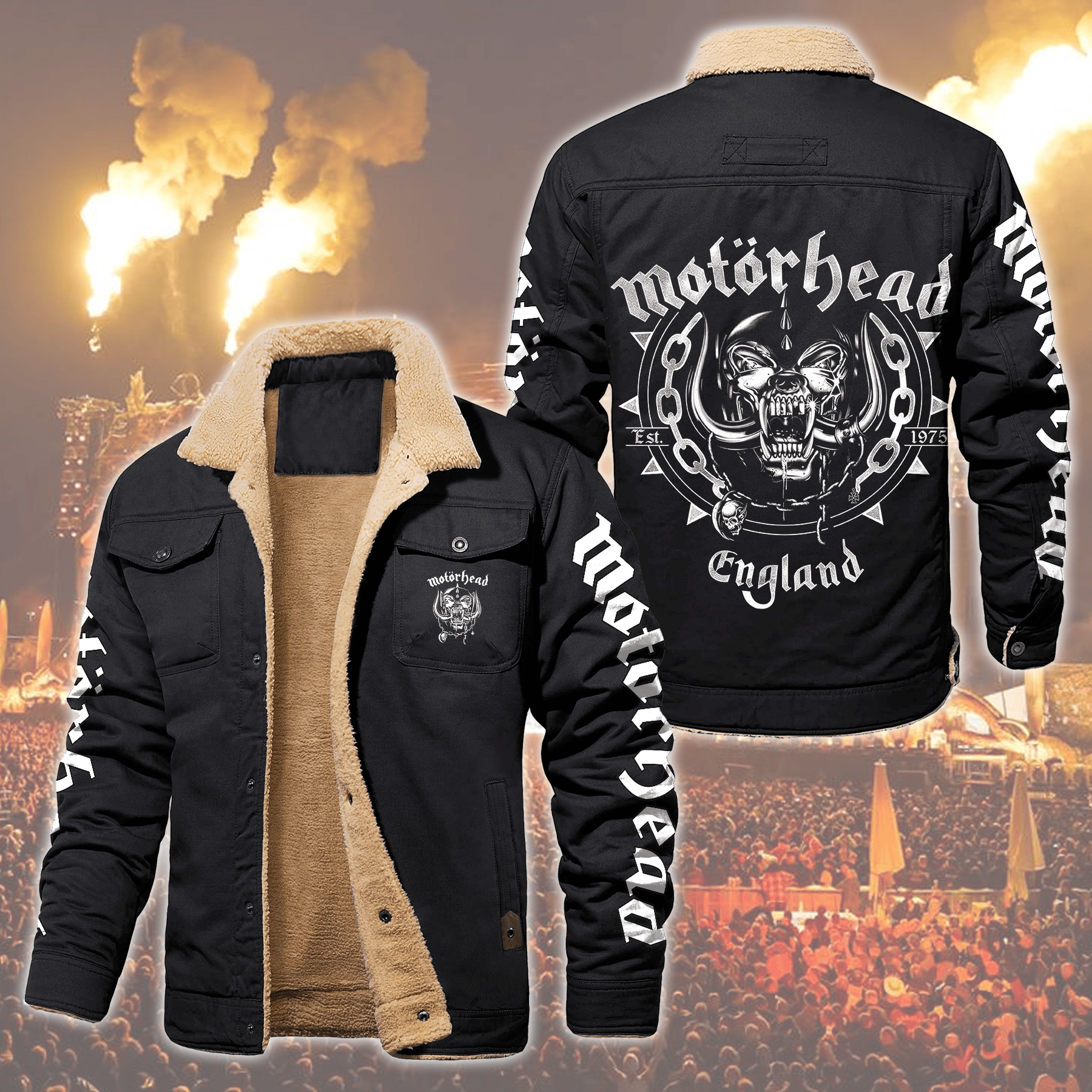 Motörhead Music Style Fleece Thermal Cotton Jacket For Fans