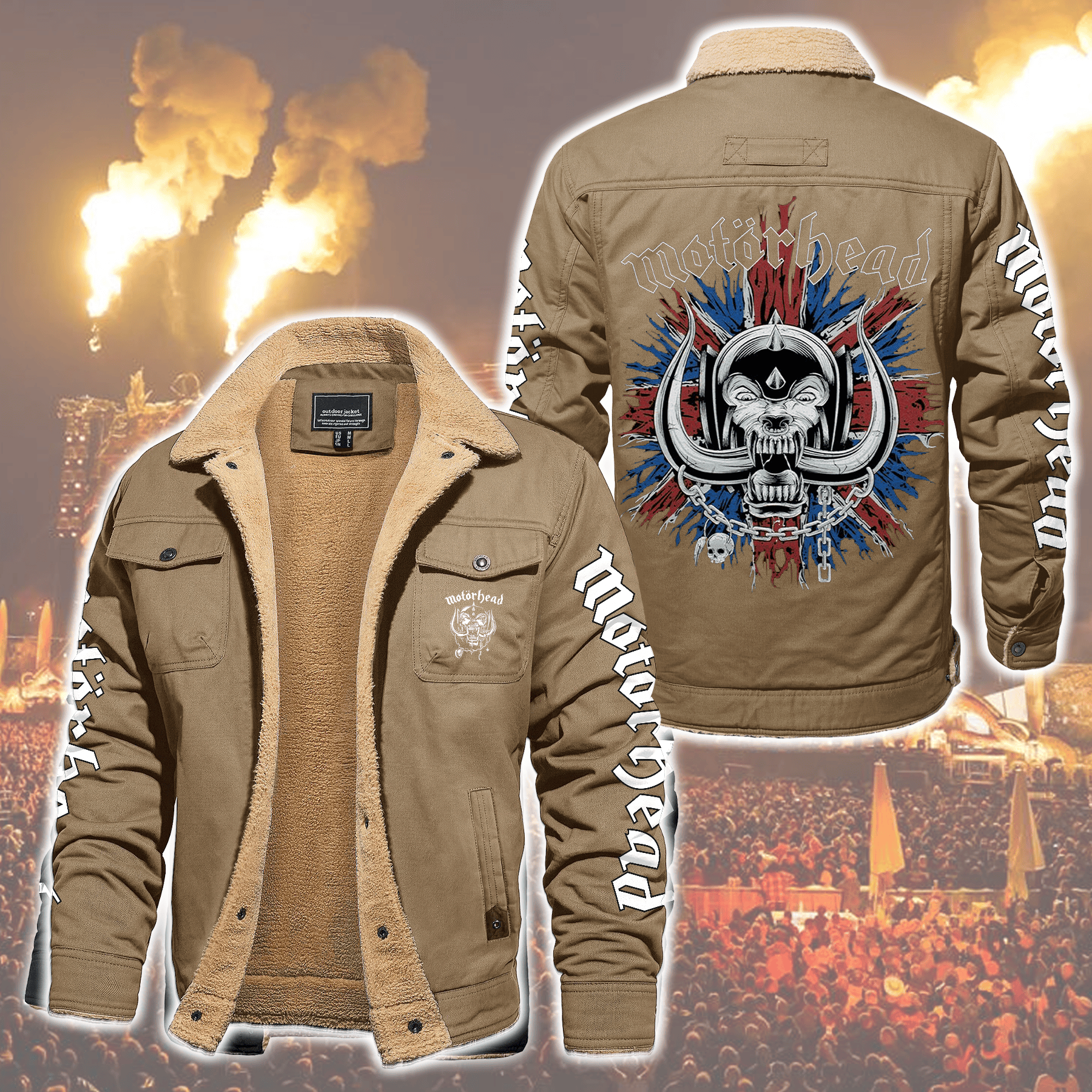 Motörhead Music Style Fleece Thermal Cotton Jacket For Fans