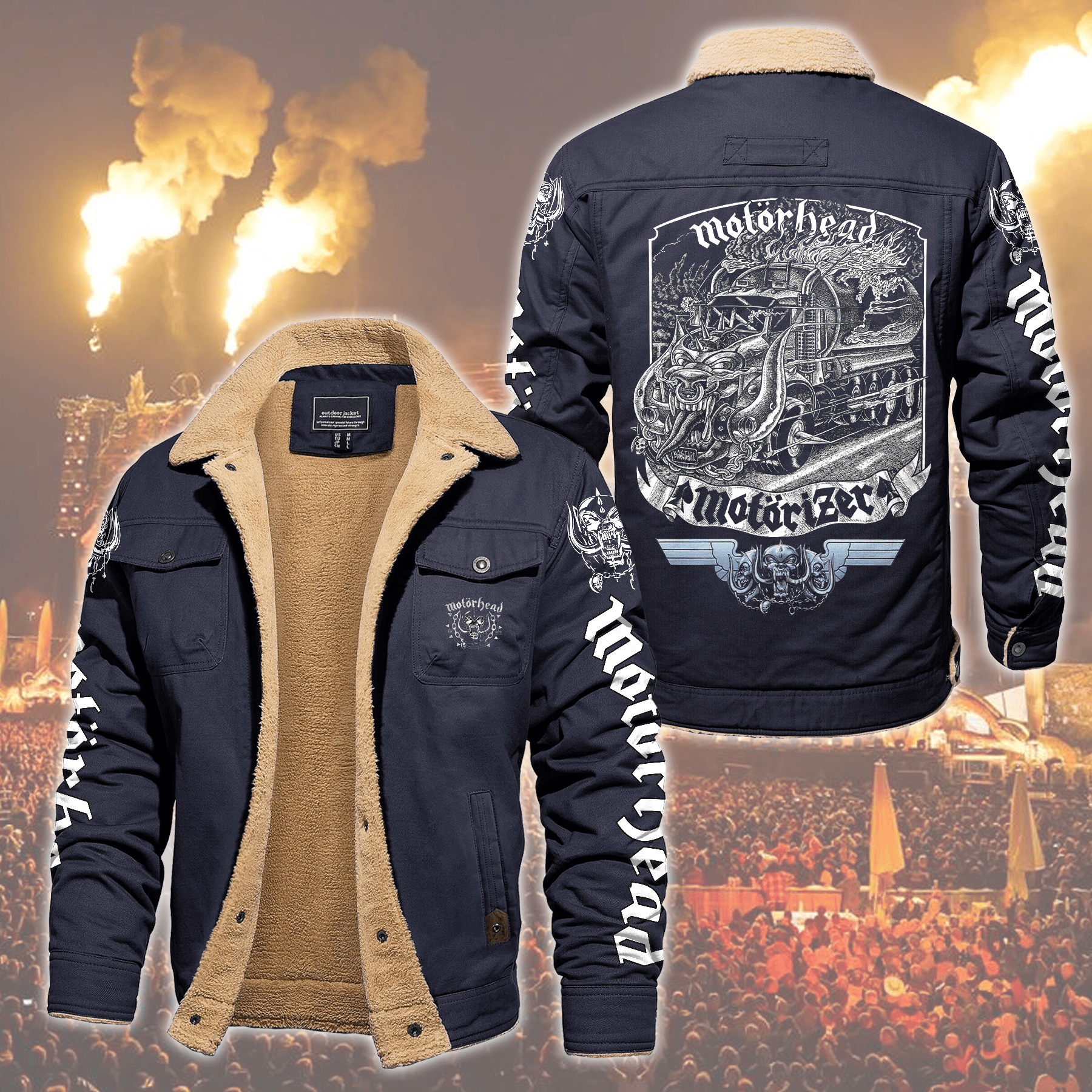 Motörhead Music Style Fleece Thermal Cotton Jacket For Fans