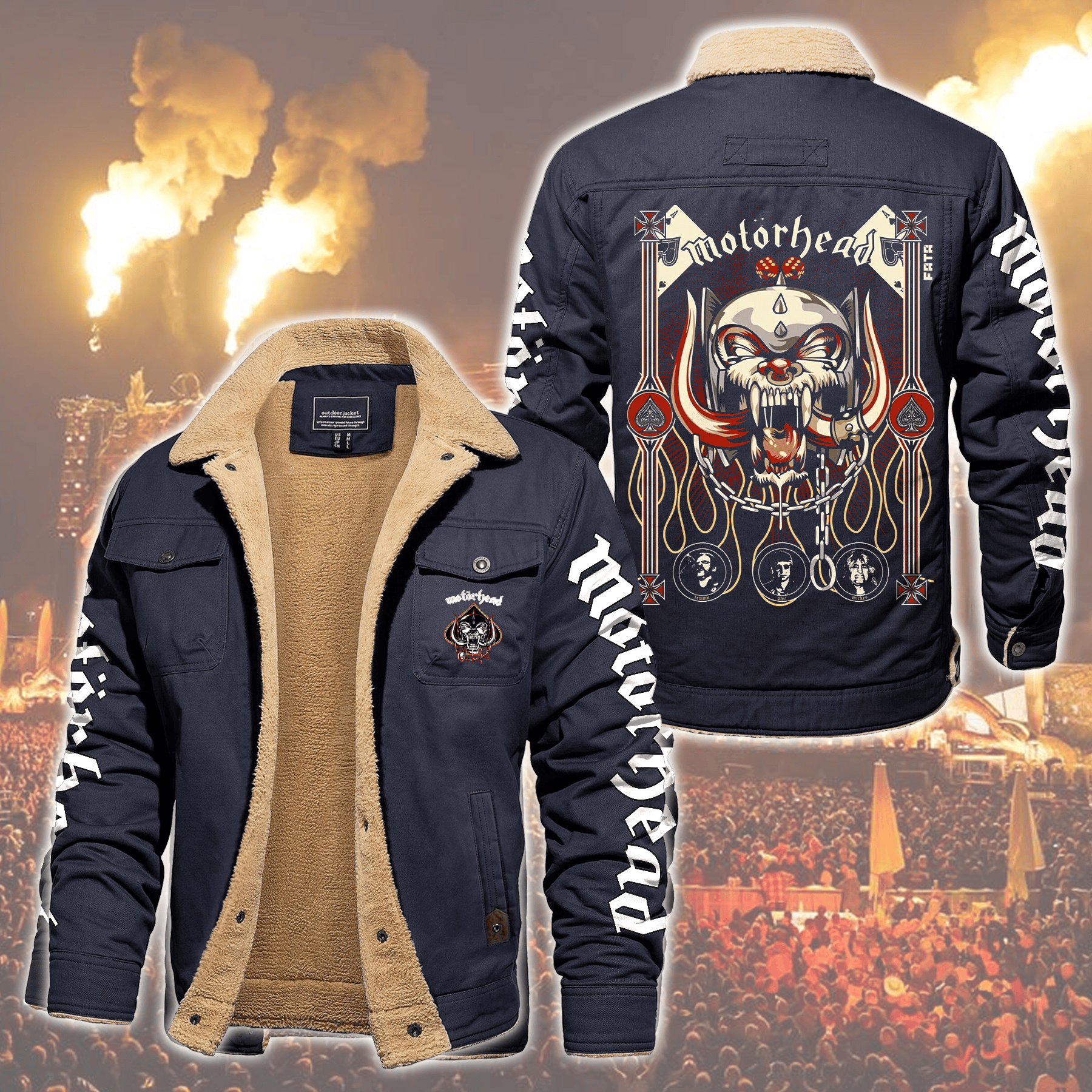 Motörhead Music Style Fleece Thermal Cotton Jacket For Fans