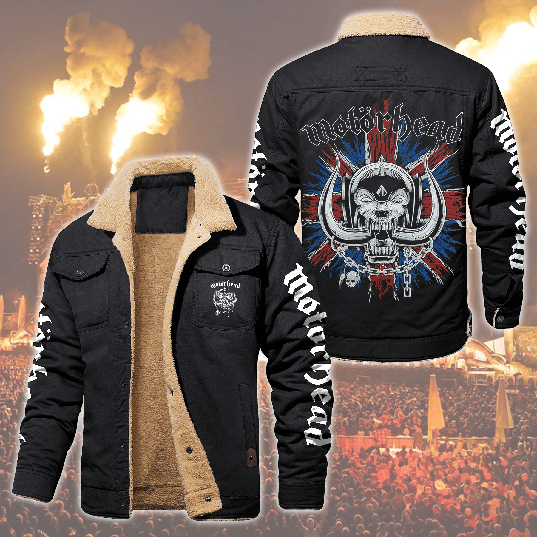 Motörhead Music Style Fleece Thermal Cotton Jacket For Fans