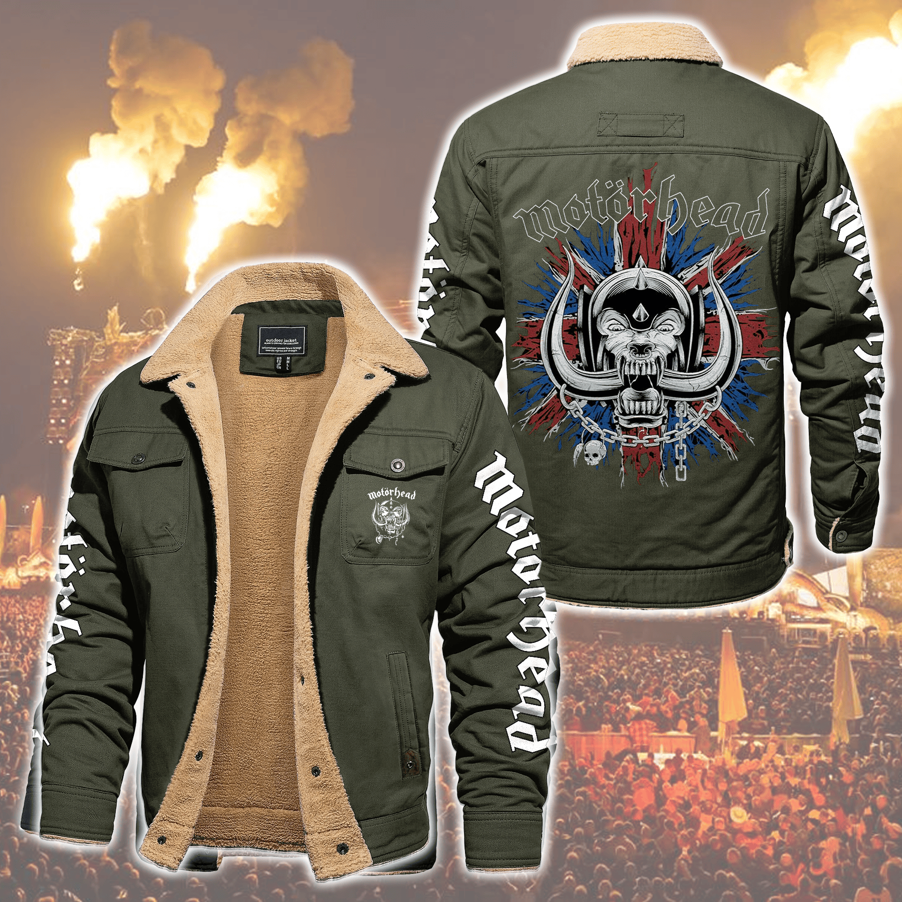 Motörhead Music Style Fleece Thermal Cotton Jacket For Fans