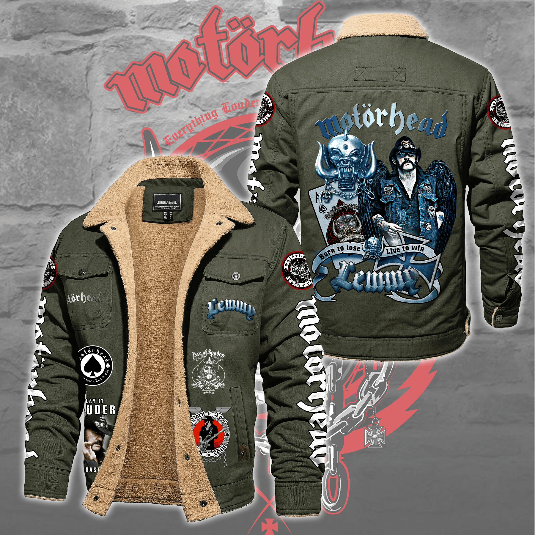 Motörhead Music Style Fleece Thermal Cotton Jacket For Fans