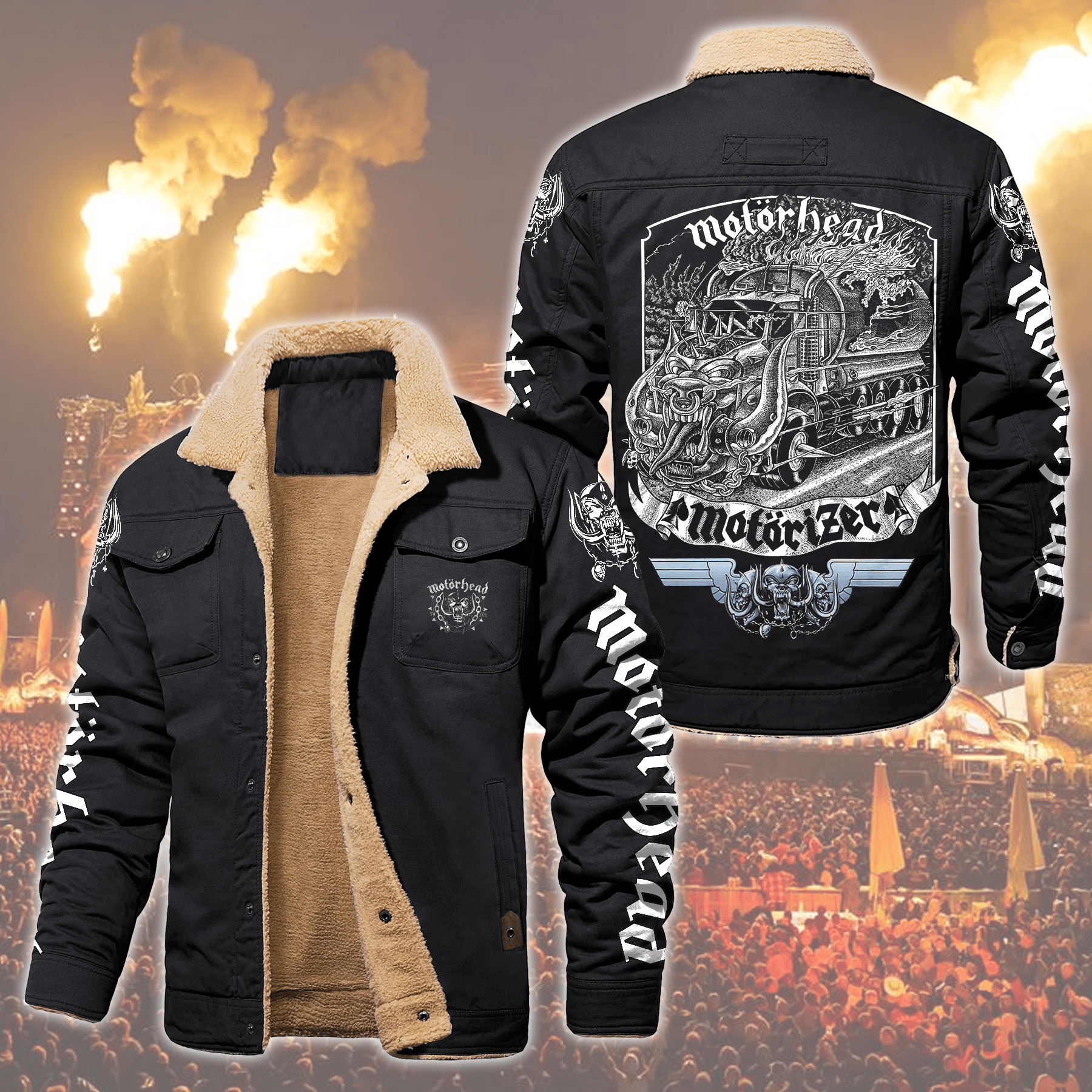 Motörhead Music Style Fleece Thermal Cotton Jacket For Fans