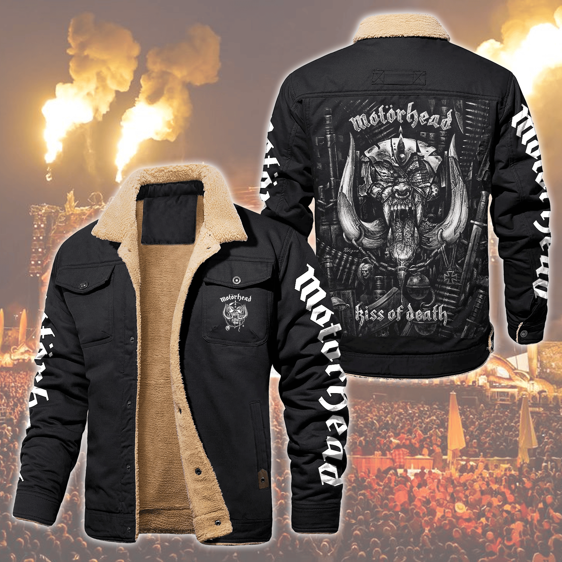 Motörhead Music Style Fleece Thermal Cotton Jacket For Fans