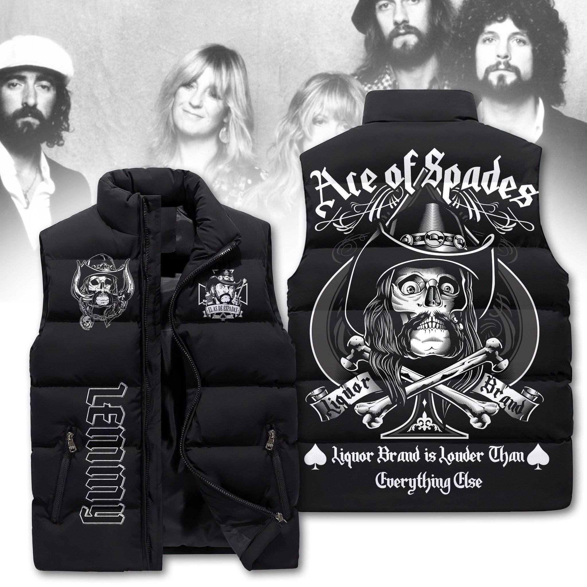 Motörhead Music Style Sleeveless Puffer Jacket For Fans