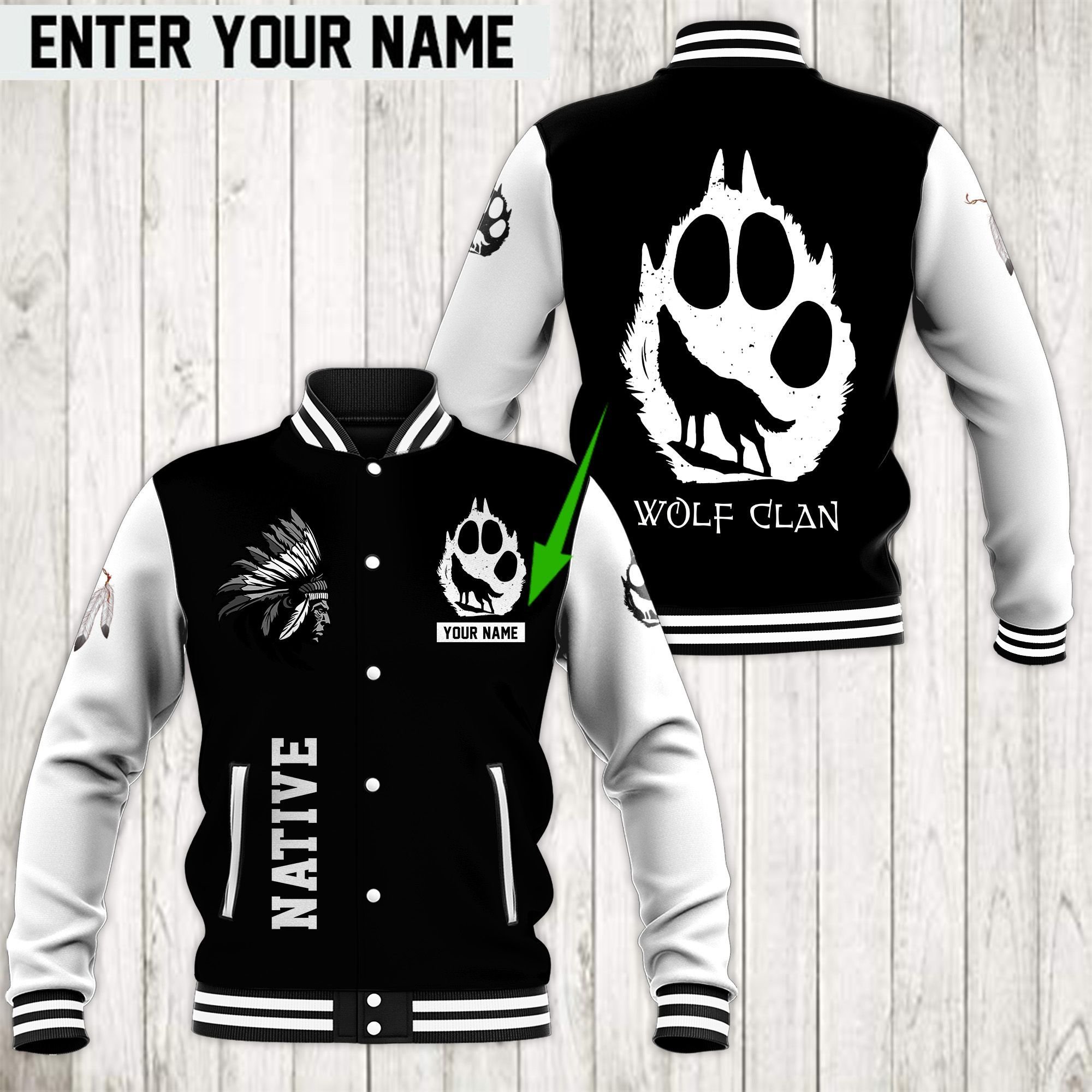 Native American Style Baseball Jacket For Fans